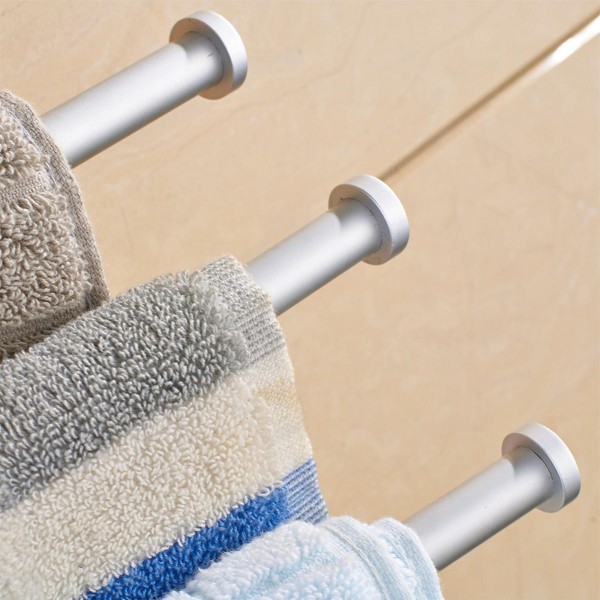 Wall-Mounted Stainless Steel Towel Rack Rotating Bar Bathroom Kitchen Storage - 2