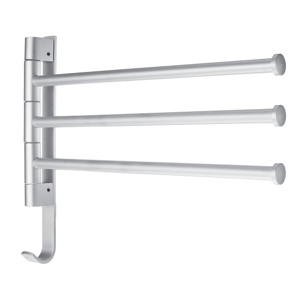Wall-Mounted Stainless Steel Towel Rack Rotating Bar Bathroom Kitchen Storage - 2