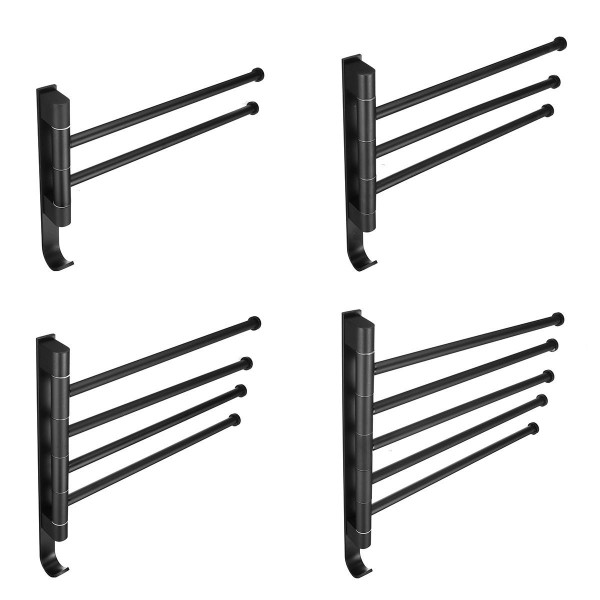 Wall-Mounted Stainless Steel Towel Rack Rotating Bar Bathroom Kitchen Storage - 2