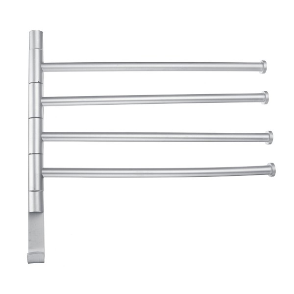 Wall-Mounted Stainless Steel Towel Rack Rotating Bar Bathroom Kitchen Storage - 2