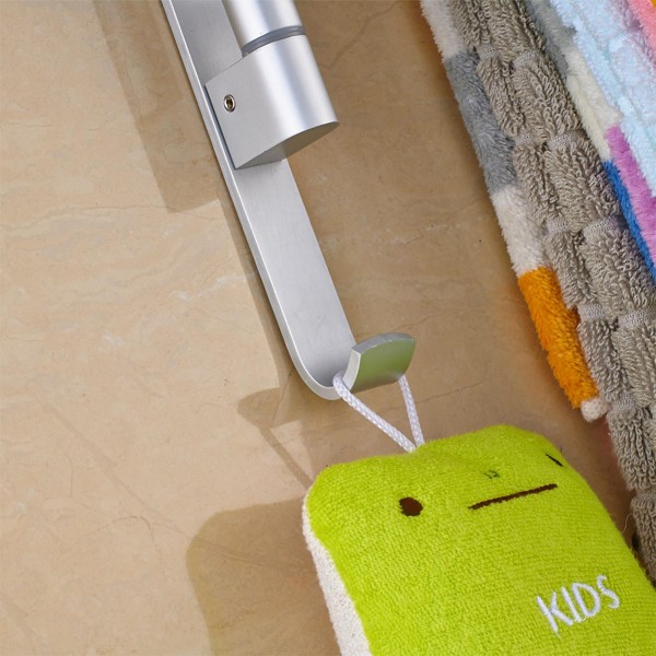 Wall-Mounted Stainless Steel Towel Rack Rotating Bar Bathroom Kitchen Storage - 2