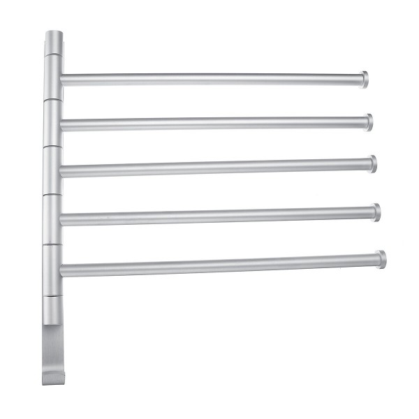 Wall-Mounted Stainless Steel Towel Rack Rotating Bar Bathroom Kitchen Storage - 2