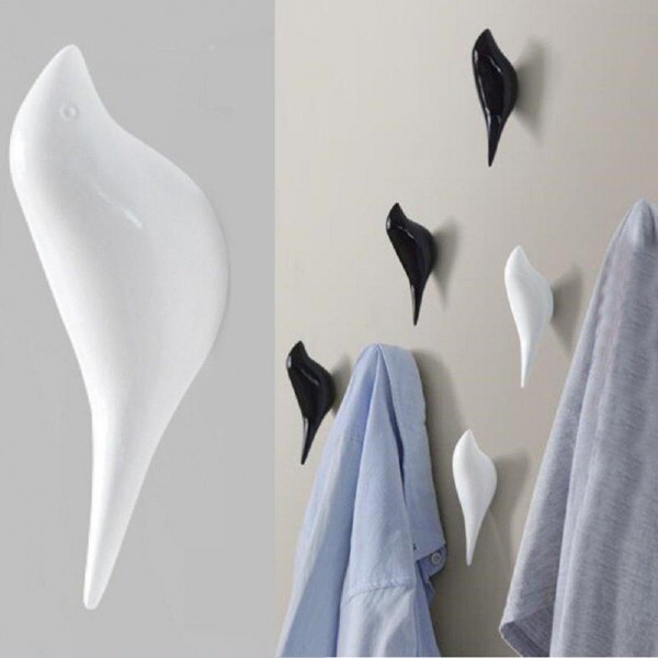 KC-488 Bird Shape 3D Wall Hooks Resin Bird Decoration Coat Towel Hook Single Wall Hanger - Brown