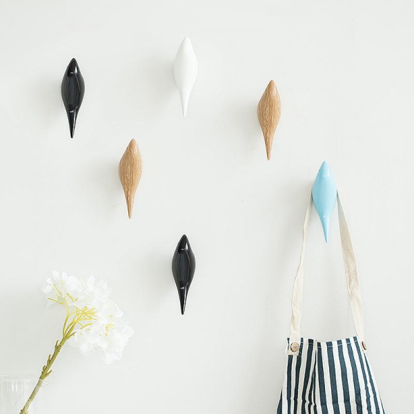KC-488 Bird Shape 3D Wall Hooks Resin Bird Decoration Coat Towel Hook Single Wall Hanger - Brown