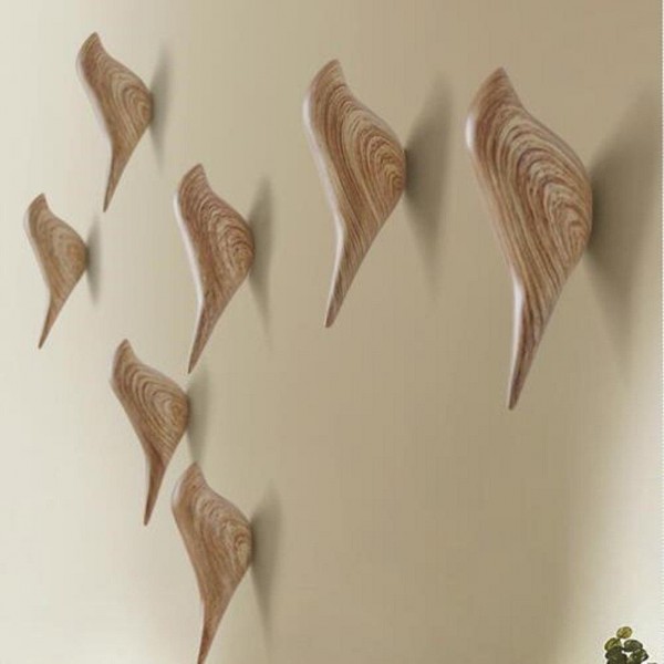 KC-488 Bird Shape 3D Wall Hooks Resin Bird Decoration Coat Towel Hook Single Wall Hanger - Brown