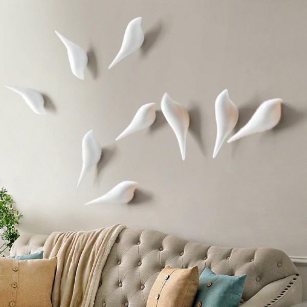 KC-488 Bird Shape 3D Wall Hooks Resin Bird Decoration Coat Towel Hook Single Wall Hanger - Brown