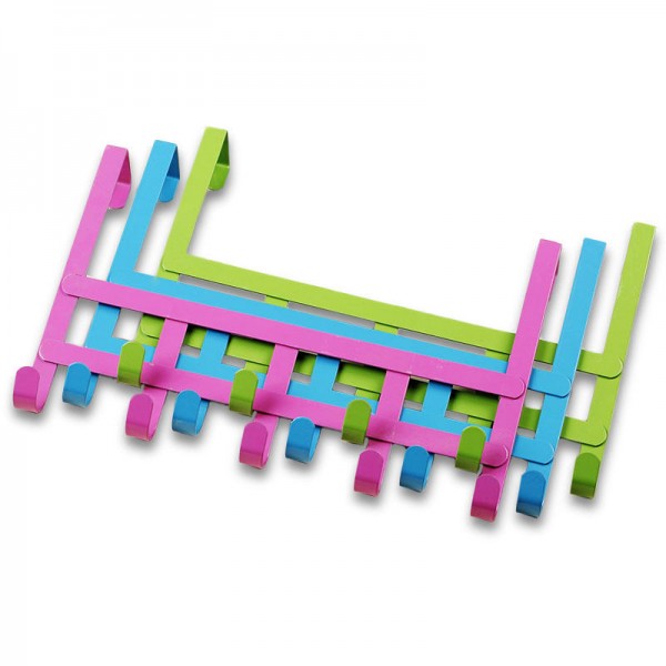 Towels Key Coat Hat Clothes Bag Metal Wall Hanger Over Door Hook With 5 Hooks Storage Holder - Rose