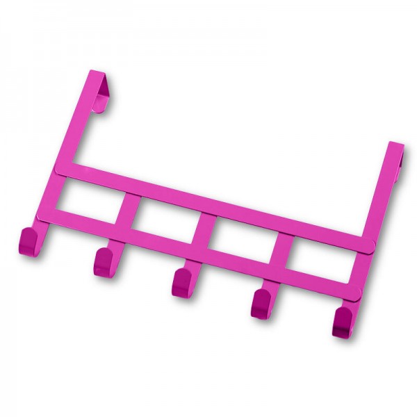 Towels Key Coat Hat Clothes Bag Metal Wall Hanger Over Door Hook With 5 Hooks Storage Holder - Rose