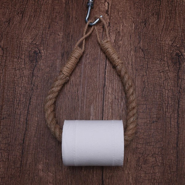 Industrial Towel Ring Holder Steampunk Hemp Rope Vintage Toilet Roll Tissue Holder 