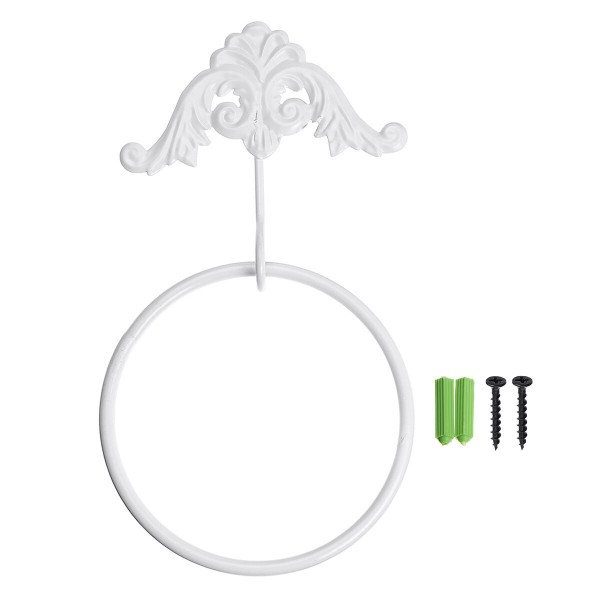 Stainless Steel Wall Mounted Bathroom Toilet Hand Towel Ring Holder - White