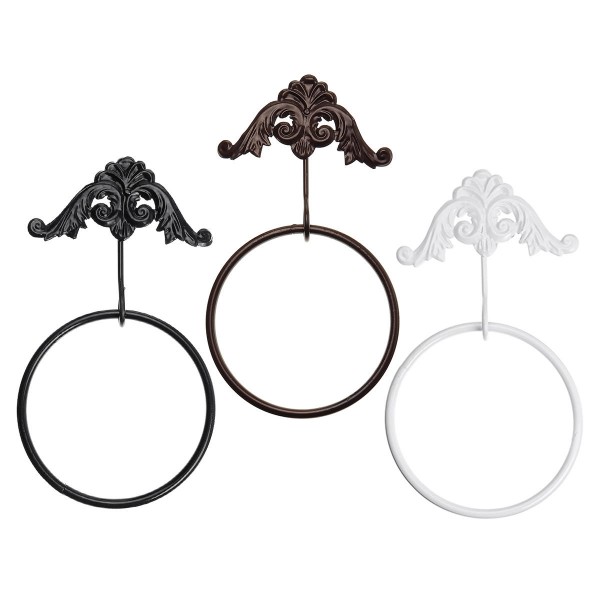 Stainless Steel Wall Mounted Bathroom Toilet Hand Towel Ring Holder - White