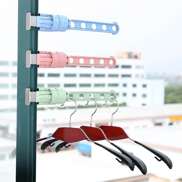 Creative Window Frame Cloth Hanger Rack Hang Holder 5 Hole Hanging Coat Storage Laundry Rack  - Pink