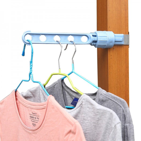 Creative Window Frame Cloth Hanger Rack Hang Holder 5 Hole Hanging Coat Storage Laundry Rack  - Pink