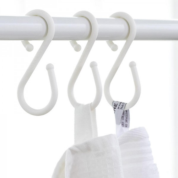 U 10Pcs S Shape Double Hooks White Clothes Hanger For Bathroom Kitchen Bedroom