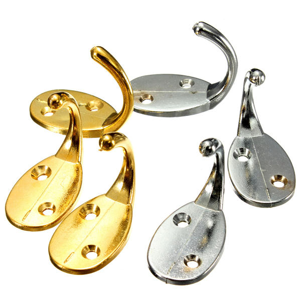 3Pcs Hat Clothes Door Wall Bathroom Towel Single Hook Hanger  - Silver
