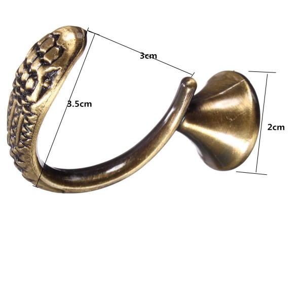 Bathroom Retro Zinc Alloy Wall Mounted Hooks Vintage Clothes Hanger - Golden