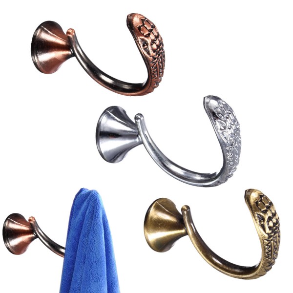 Bathroom Retro Zinc Alloy Wall Mounted Hooks Vintage Clothes Hanger - Golden
